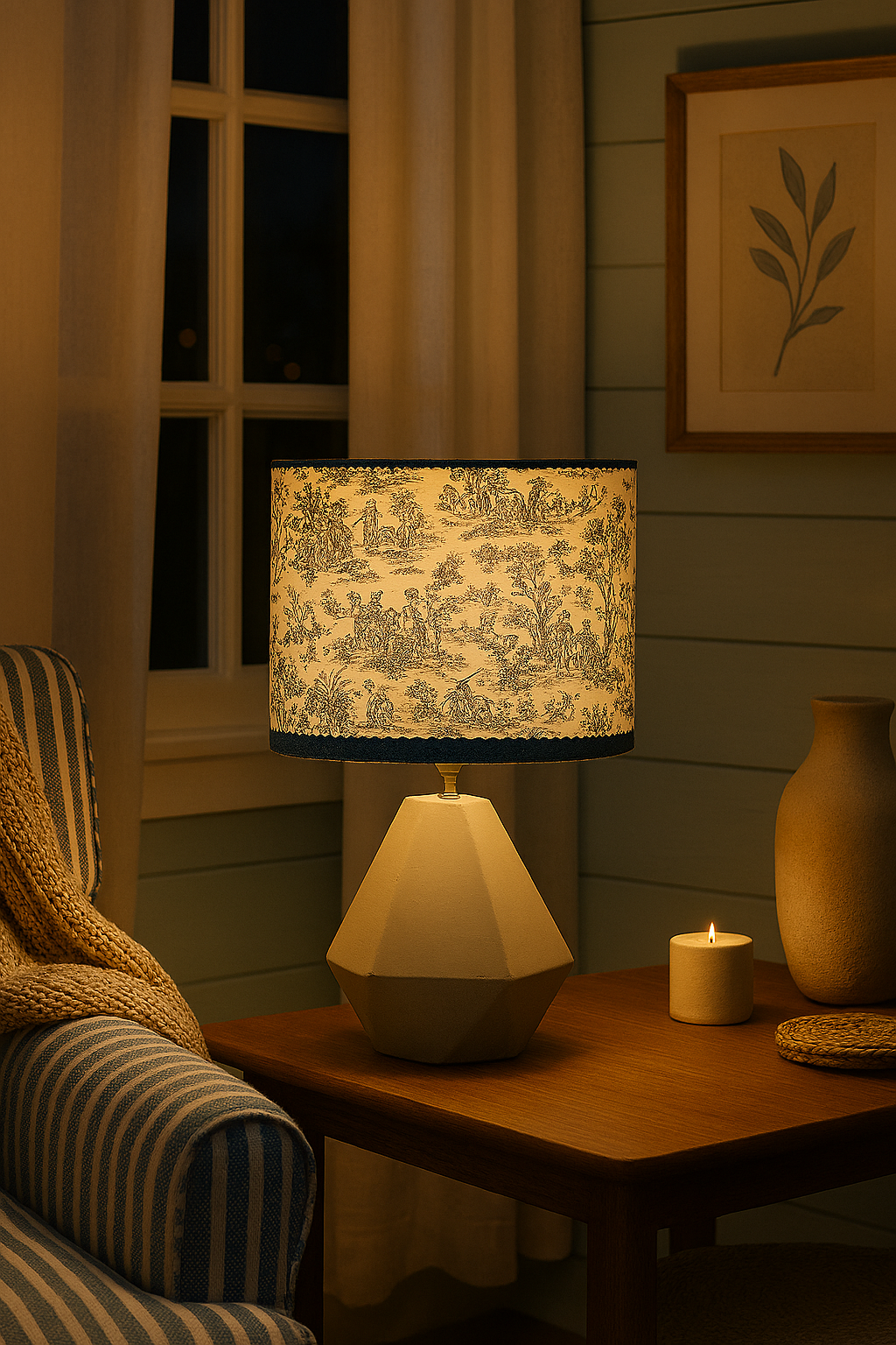 Toile French  drum Lampshade