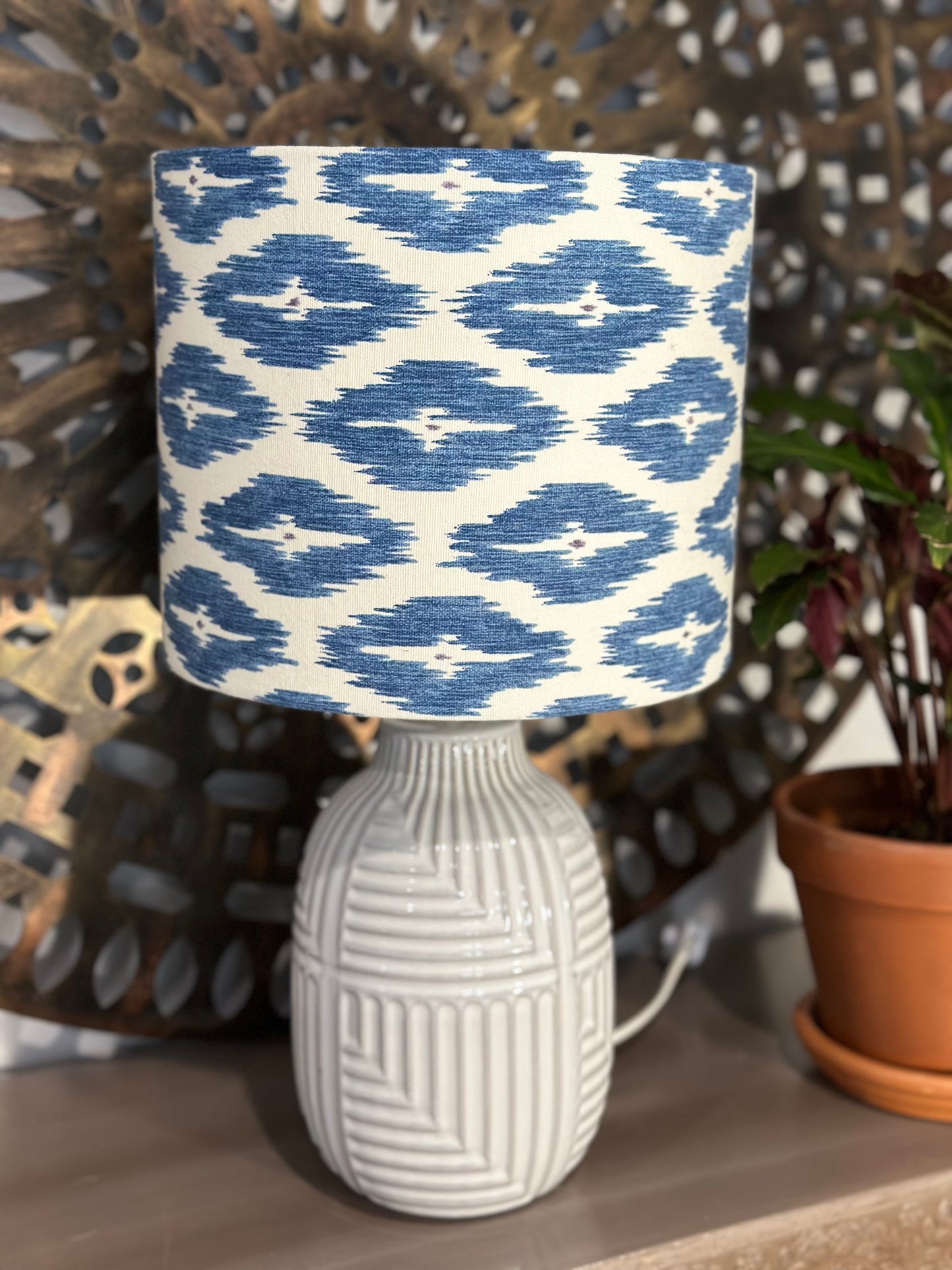 Hampton blue drum Lampshade