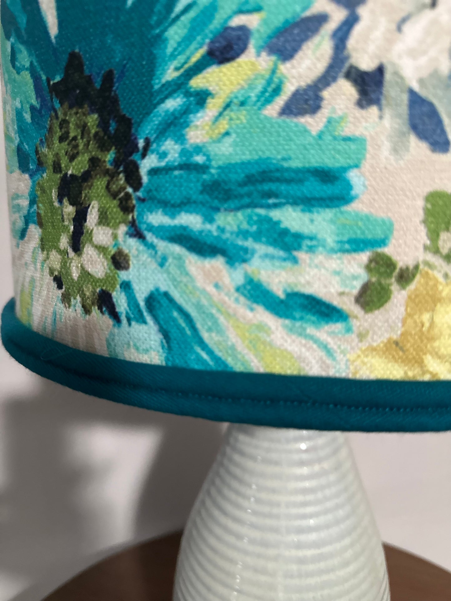 Turquoise Garden Drum with trim  Lampshade – Handmade in Australia