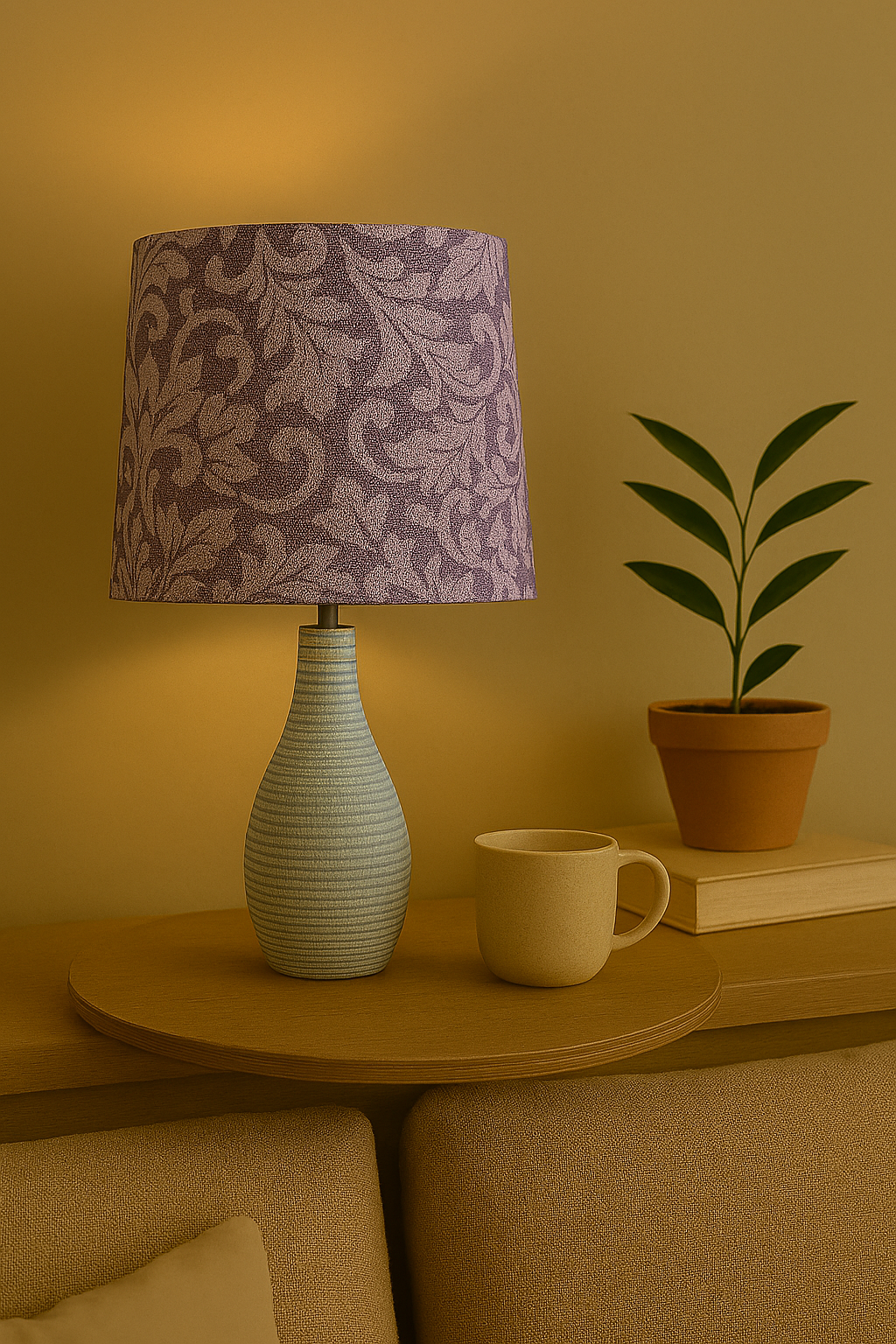 Lavender Grove Empire Lampshade - Handmade Lighting in Purple Botanical