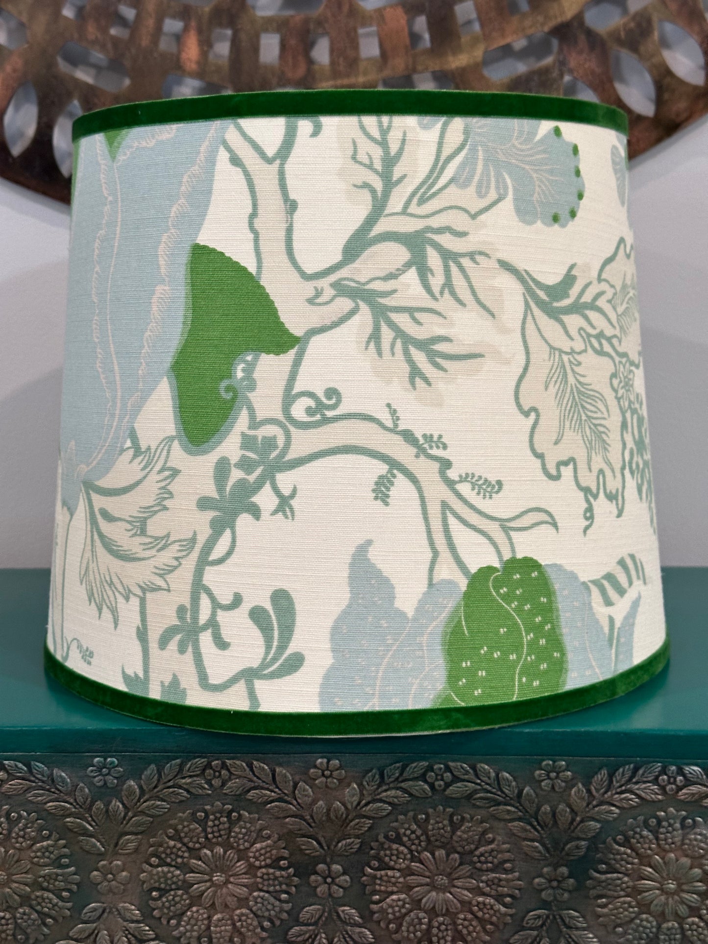 Meadow Floral Empire Lampshade- Handmade Botanical Lighting in Soft Greens & Blooms