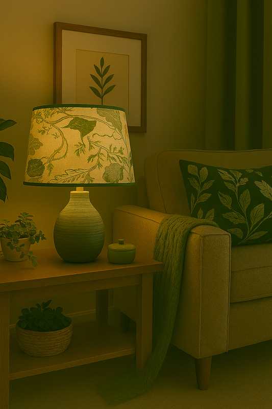Meadow Floral Empire Lampshade- Handmade Botanical Lighting in Soft Greens & Blooms