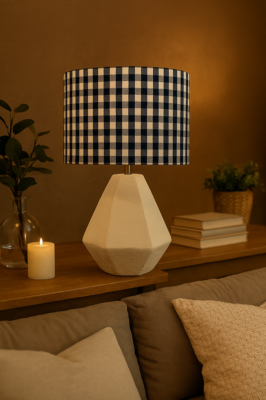 Gingham Radiance drum Lampshade