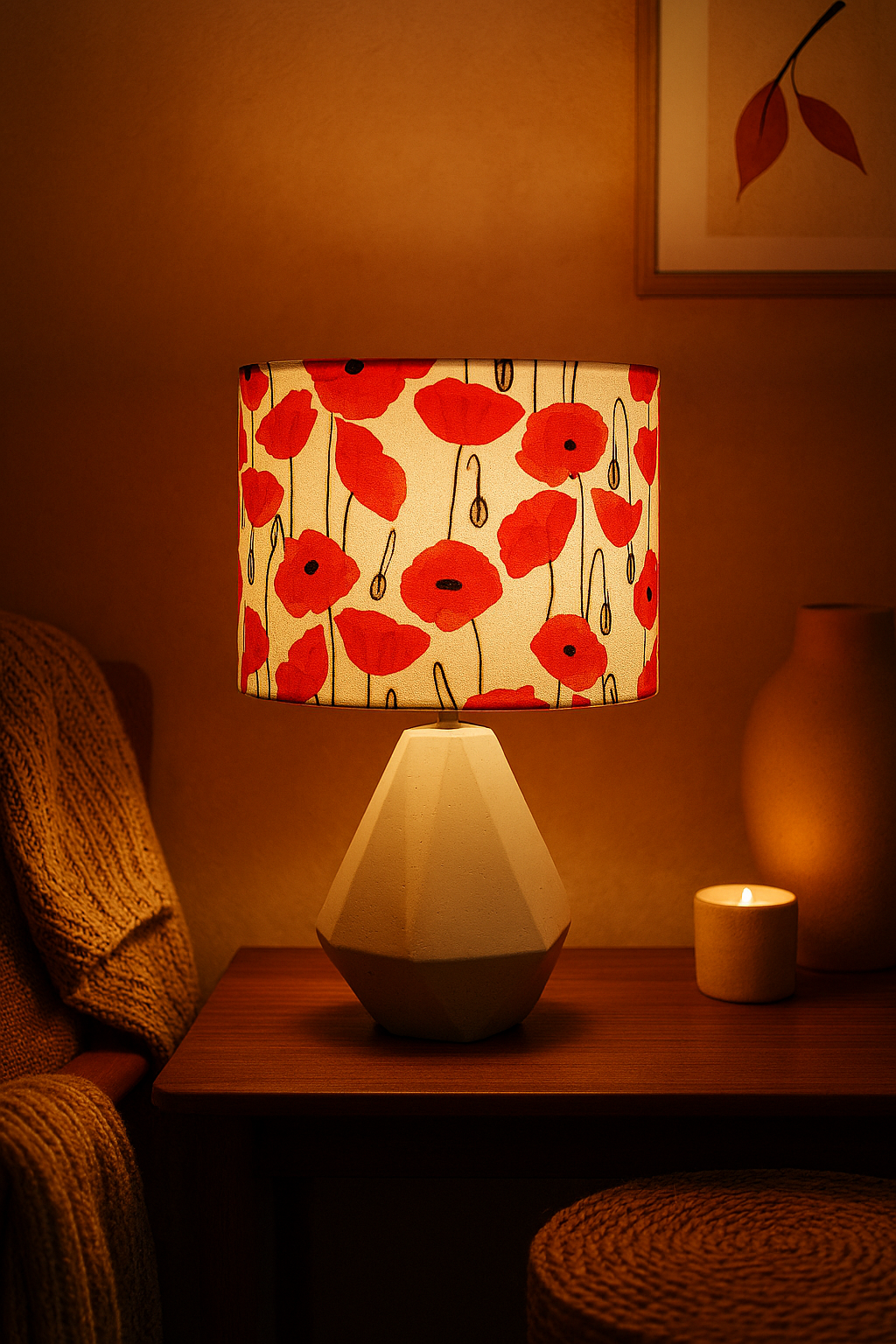 Poppy Bloom Drum Lampshade