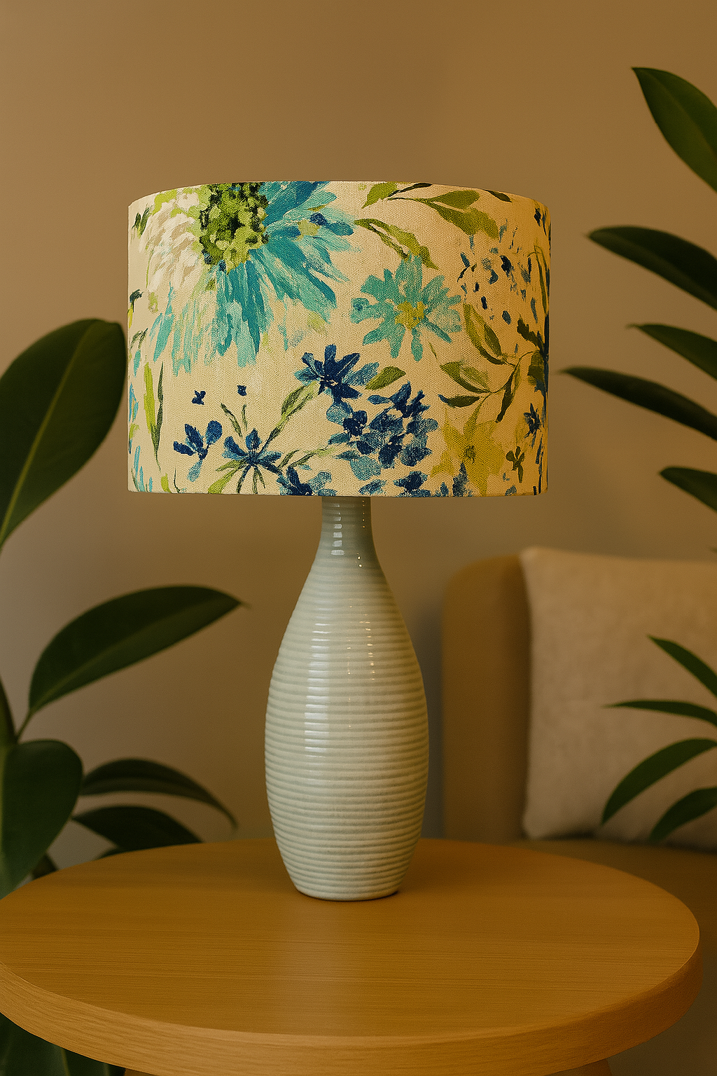 Turquoise Garden Drum Lampshade – Handmade in Australia
