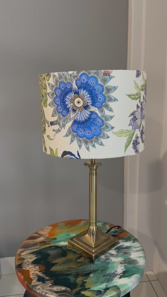 Azure Blossom Glow drum Lampshade